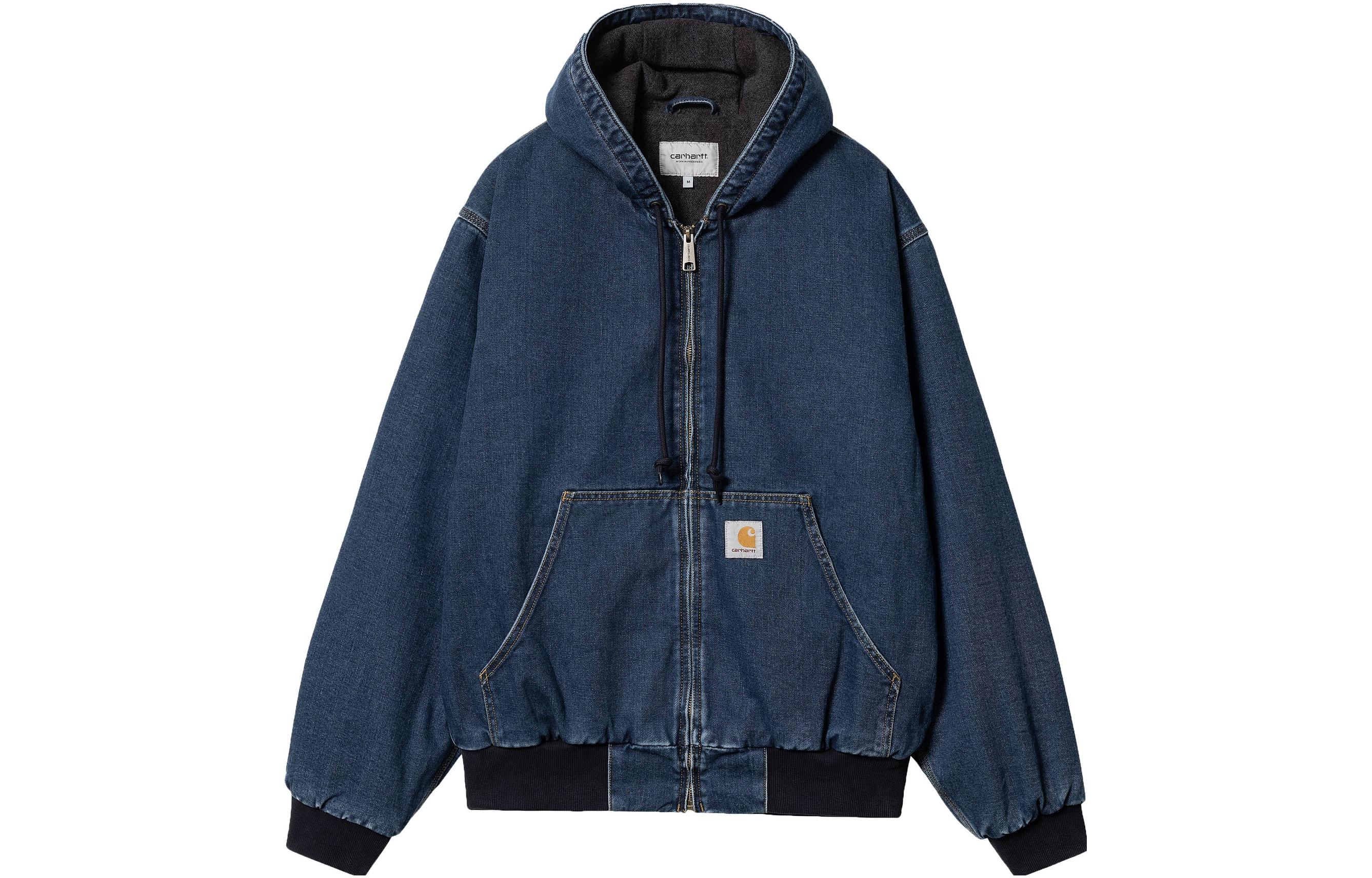 Carhartt WIP FW23 Active Jacket  Loose Fit Denim Hoodie Sports Jacket. I032232-01-06