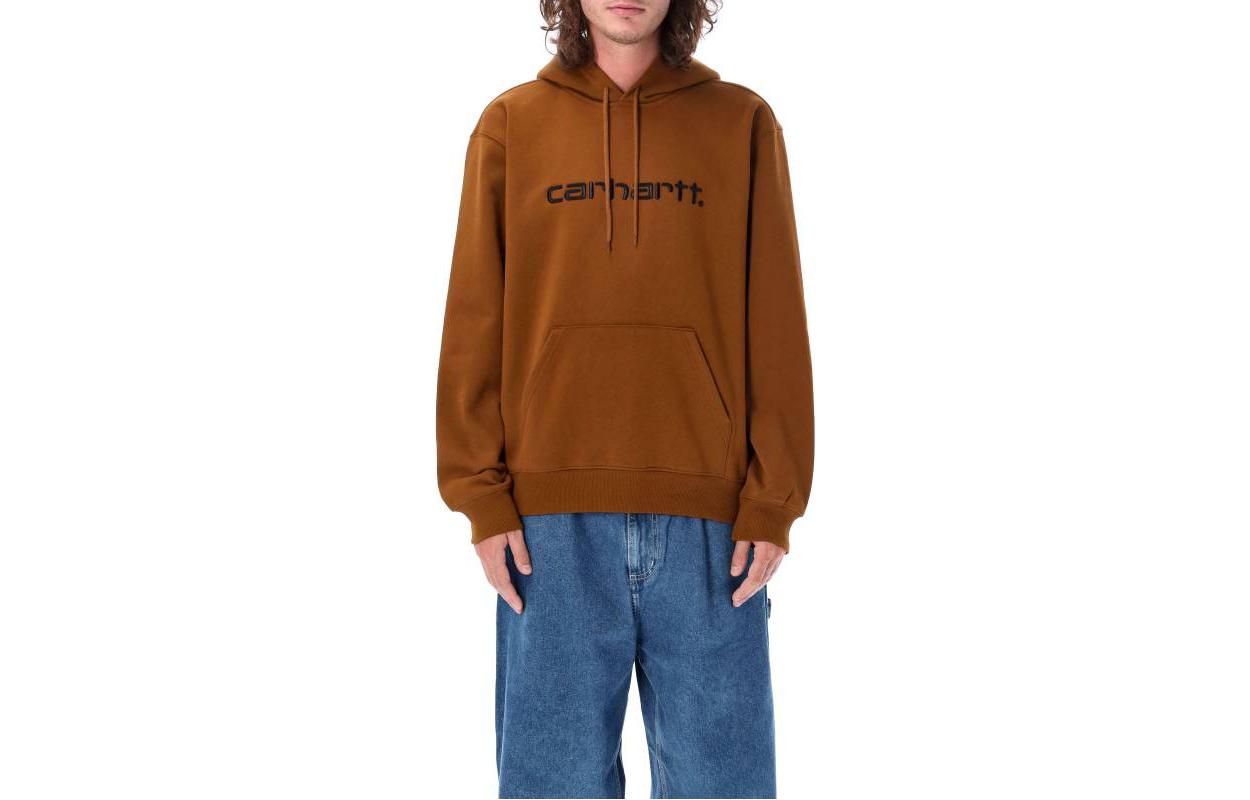 Carhartt WIP FW23 Brown Hoodie with Solid Color Logo Print for Men I030547F-1QB-XX