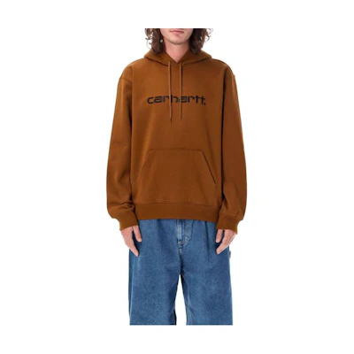 Carhartt WIP FW23 Brown Hoodie with Solid Color Logo Print for Men I030547F-1QB-XX