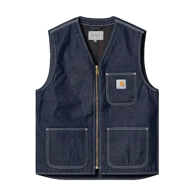Carhartt WIP FW23 Denim Multi-Pocket Utility Vest for Men. I032704-01-2Y