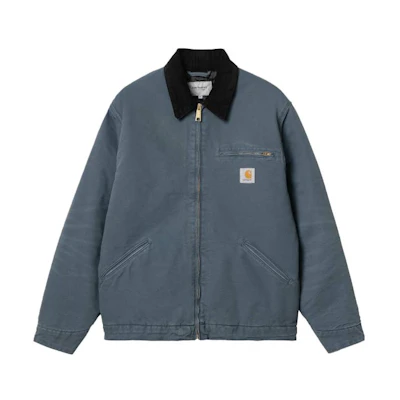 Carhartt WIP FW23 Detroit Jacket Blue Vintage Logo Corduroy Workwear Style. I027358-1QF-3K