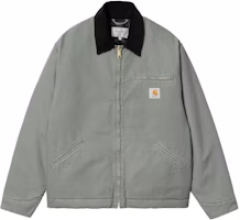 Carhartt WIP FW23 Detroit Jacket Vintage Logo Corduroy Collar Smoke Green. I027358-1QC-3K Carhartt WIP FW23 Detroit Jacket Vintage Logo Corduroy Collar Smoke Green. I027358-1QC-3K