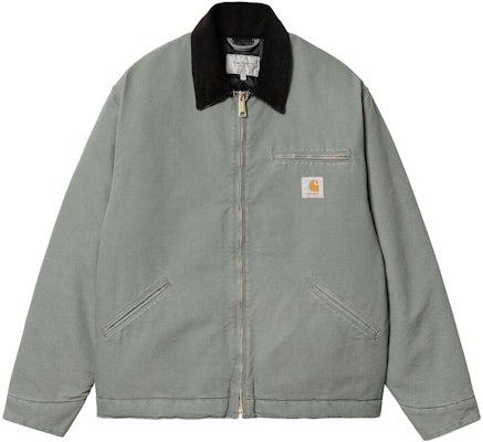 Carhartt WIP FW23 Detroit Jacket Vintage Logo Corduroy Collar Smoke Green. I027358-1QC-3K Order Carhartt WIP FW23 Detroit Jacket Vintage Logo Corduroy Collar Smoke Green. I027358-1QC-3K