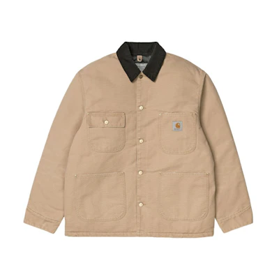 Carhartt WIP FW23 Detroit Jacket Beige Vintage Logo Corduroy Collar Casual Style I027357-01A-3K