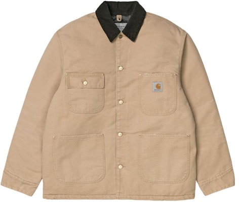 Carhartt WIP FW23 Jaket Detroit Beige Logo Vintage Kolar Korduroi Gaya Kasual I027357-01A-3K Order Carhartt WIP FW23 Jaket Detroit Beige Logo Vintage Kolar Korduroi Gaya Kasual I027357-01A-3K