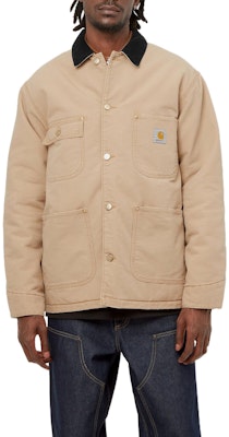 Carhartt WIP FW23 Jaket Detroit Beige Logo Vintage Kolar Korduroi Gaya Kasual I027357-01A-3K Shop Carhartt WIP FW23 Jaket Detroit Beige Logo Vintage Kolar Korduroi Gaya Kasual I027357-01A-3K