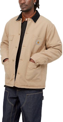 Carhartt WIP FW23 Jaket Detroit Beige Logo Vintage Kolar Korduroi Gaya Kasual I027357-01A-3K Details for Carhartt WIP FW23 Jaket Detroit Beige Logo Vintage Kolar Korduroi Gaya Kasual I027357-01A-3K