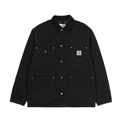 Carhartt WIP FW23 Detroit Jacket Black Retro Logo Corduroy Collar Menswear. I027357-89-3K