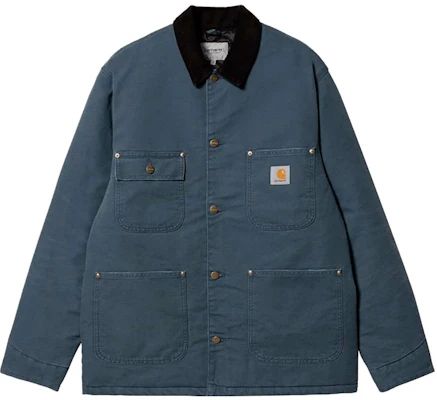 Carhartt WIP FW23 Jaket Detroit Biru Corduroy Vintage Logo Casual Fit. I027357-1QF-3K Order Carhartt WIP FW23 Jaket Detroit Biru Corduroy Vintage Logo Casual Fit. I027357-1QF-3K