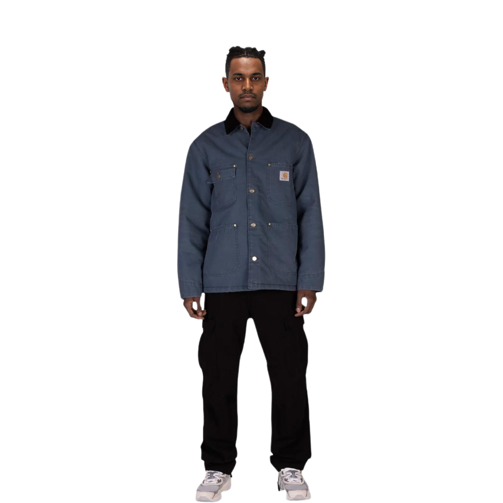 Lookbook Carhartt WIP FW23 Jaket Detroit Biru Corduroy Vintage Logo Casual Fit. I027357-1QF-3K