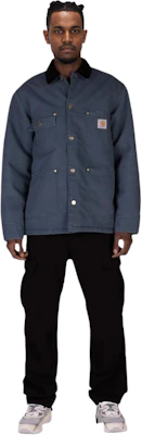 Carhartt WIP FW23 Jaket Detroit Biru Corduroy Vintage Logo Casual Fit. I027357-1QF-3K Lookbook Carhartt WIP FW23 Jaket Detroit Biru Corduroy Vintage Logo Casual Fit. I027357-1QF-3K