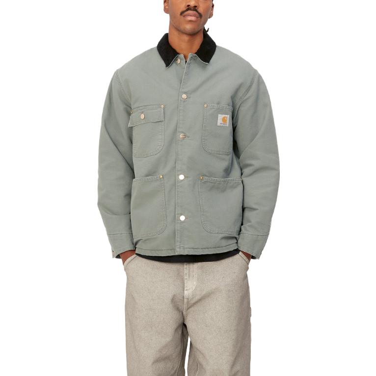Shop Carhartt WIP FW23 底特律綠色復古燈芯絨領工裝外套. I027357-1QC-3K