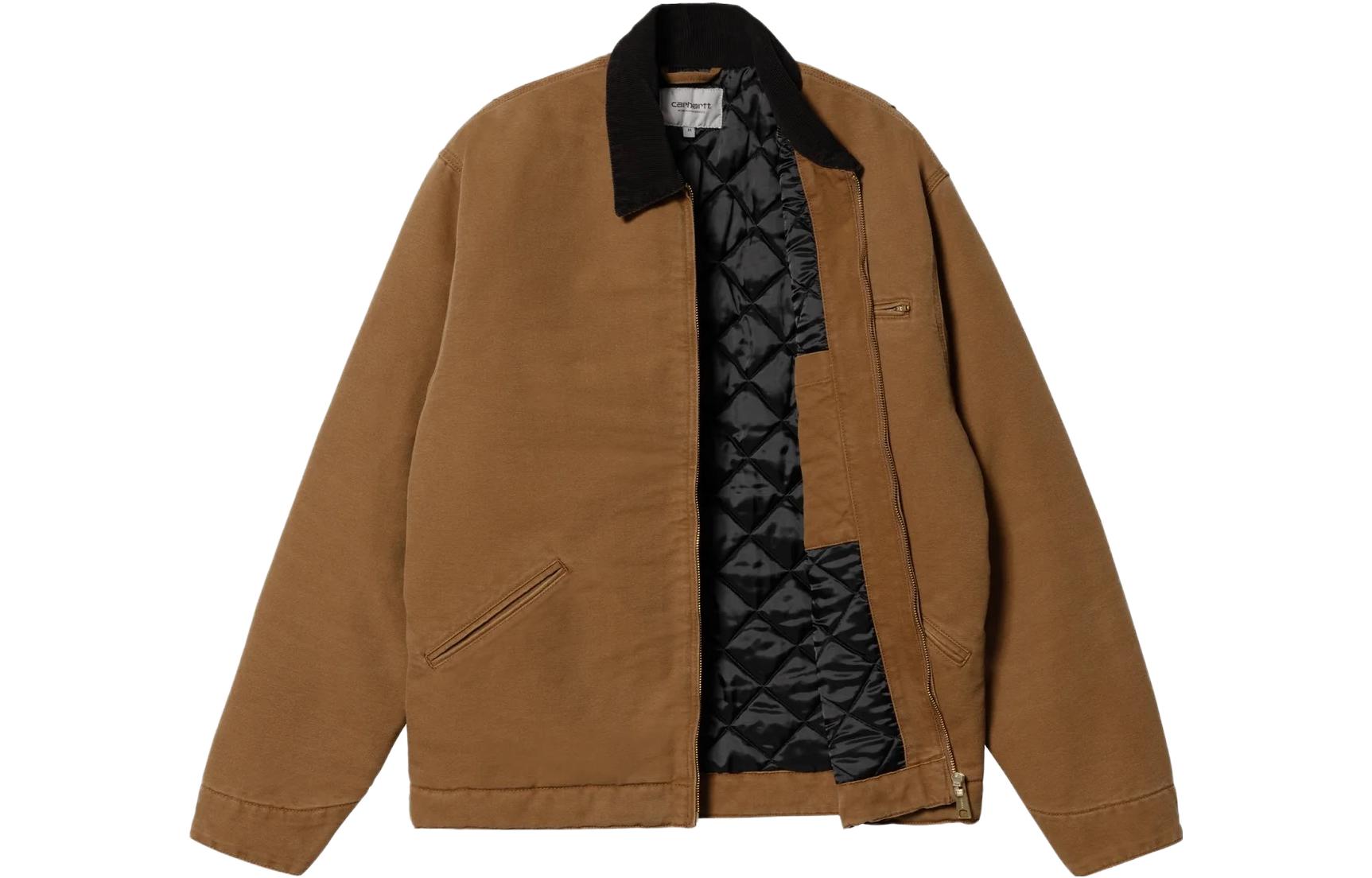 Shop カーハート WIP FW23 デトロイトジャケット レトロロゴ コーデュロイ襟 ブラウン カジュアル I027358-1QB