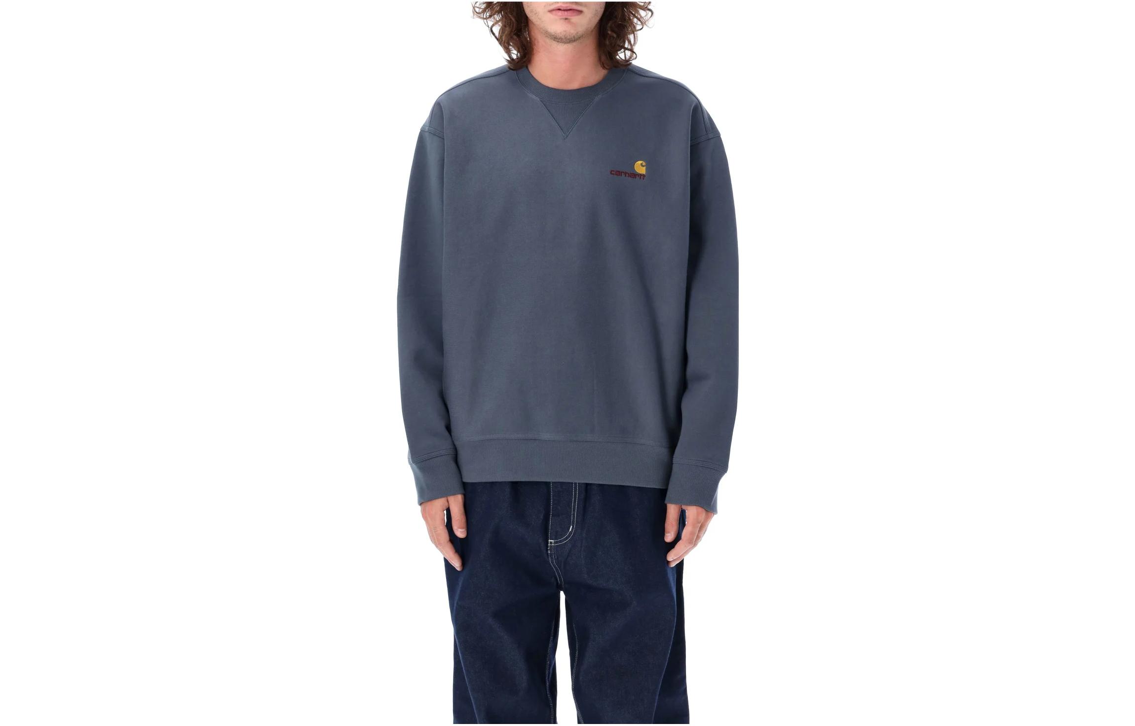 Carhartt WIP FW23 Graphic Print Crewneck Oversized Long Sleeve Sweatshirt Blue I025475-F0R-XX