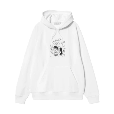Carhartt WIP FW23 Hocus Pocus Cartoon Floral Hoodie Unisex White Sweatshirt I032930-00A-XX