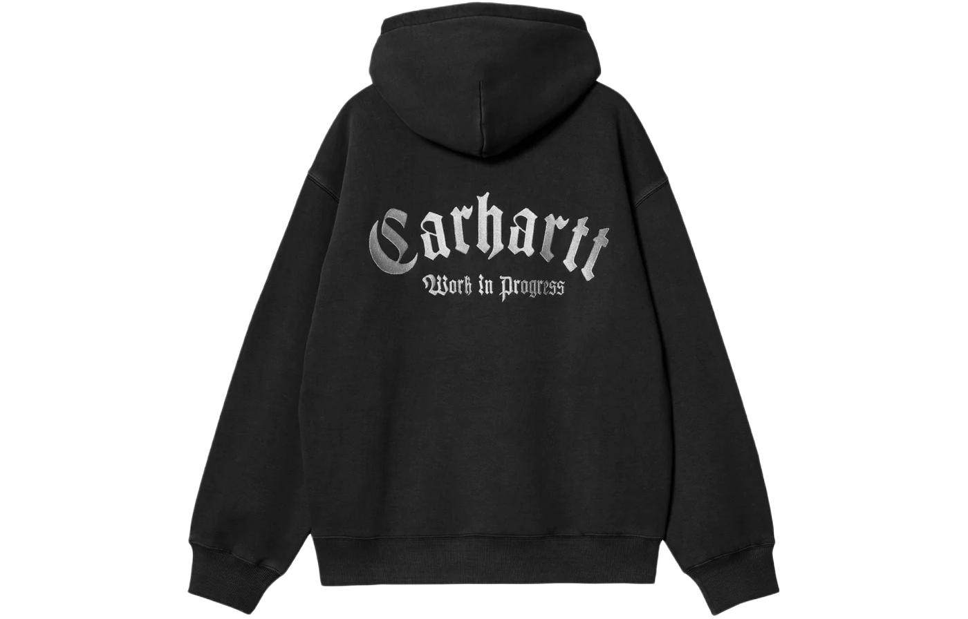 Carhartt WIP FW23 Hooded Onyx Script Embroidered Pullover Sweatshirt Black I032865-0D2-XX