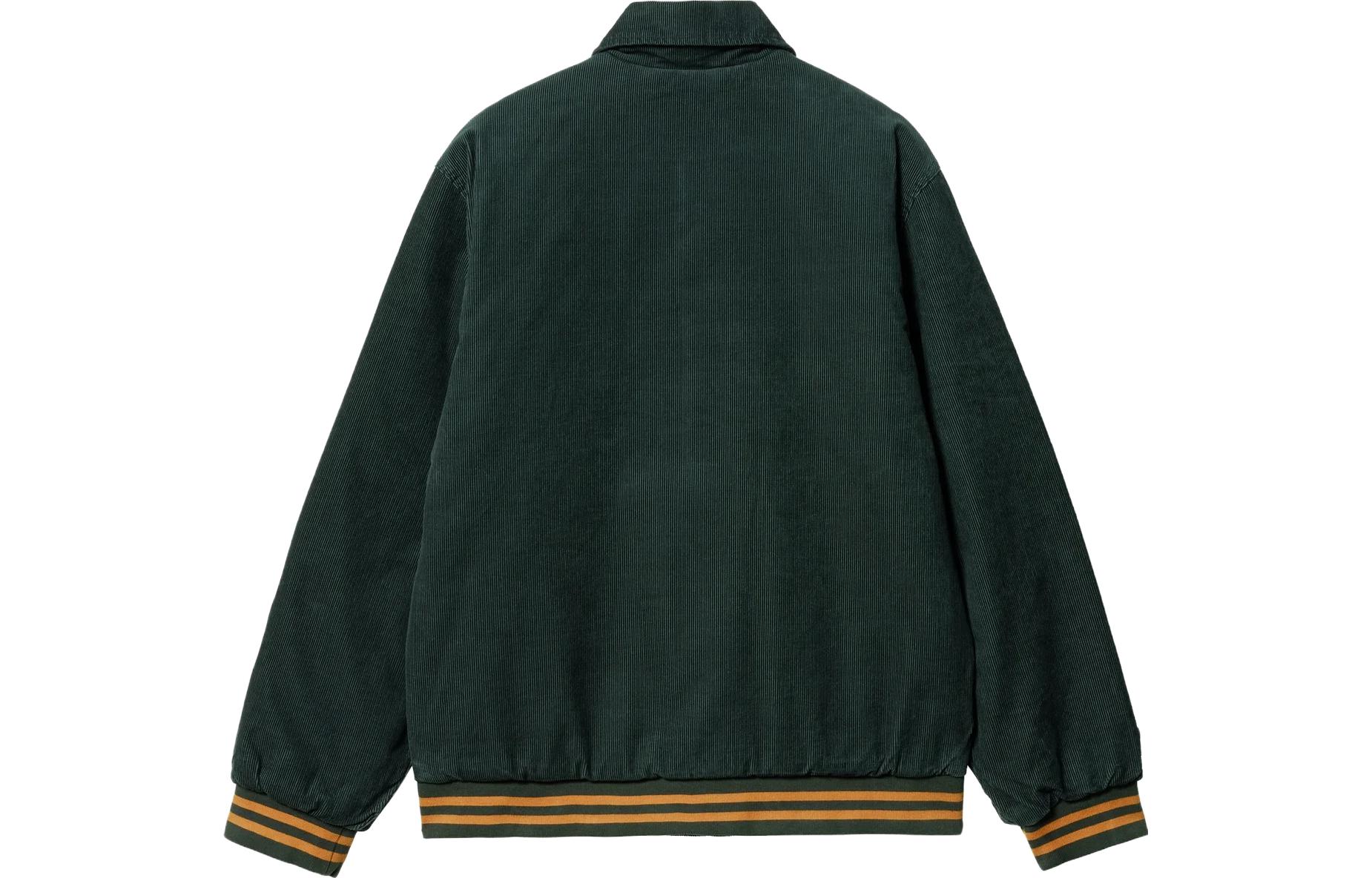 Lookbook Carhartt WIP FW23 Jaket Letterman Bordir Kerah Single-Breasted Unisex Hijau. I032436-1SG-XX