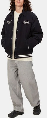 Carhartt WIP FW23 Letterman Jacket Navy Unisex Jaket Kasual Bordir Keren I032436-0CO-XX Sizing Carhartt WIP FW23 Letterman Jacket Navy Unisex Jaket Kasual Bordir Keren I032436-0CO-XX