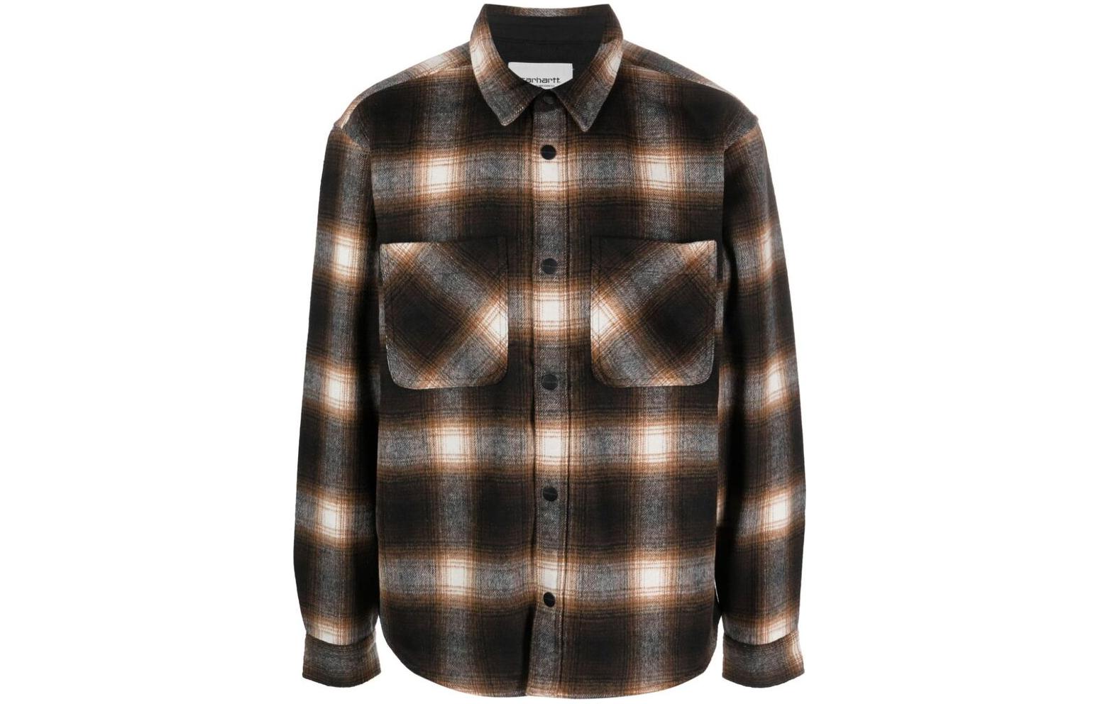 Carhartt WIP FW23 Plaid Long Sleeve Shirt Brown . I032209-1PP-XX