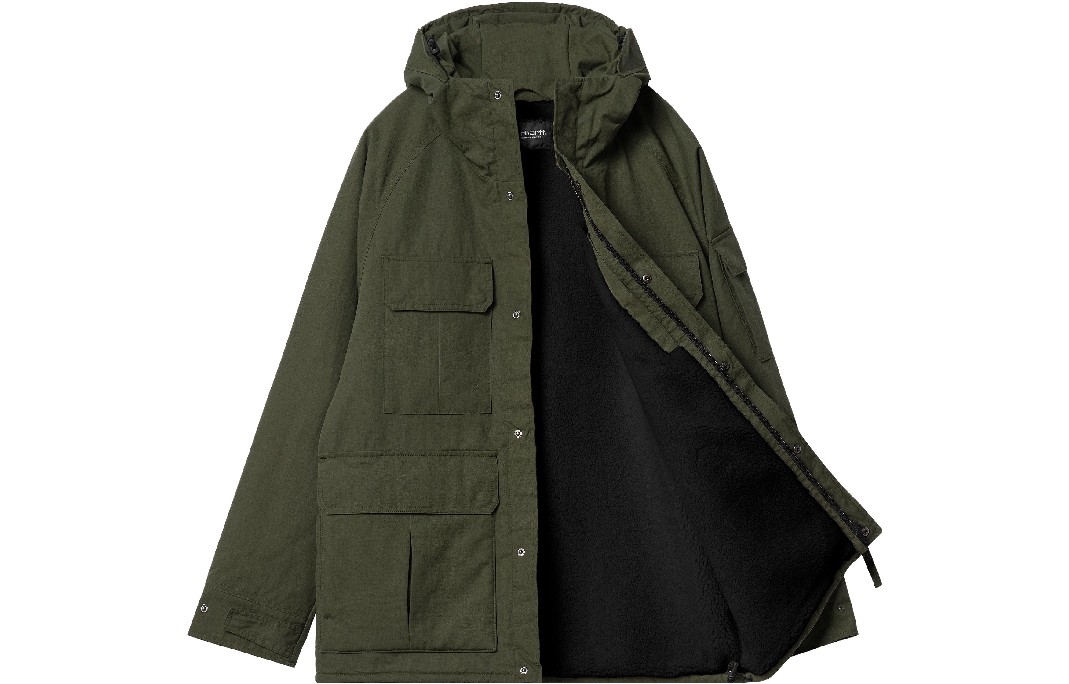 Shop Carhartt WIP FW23 TOUR 男款寬鬆綠色軍裝可調連帽外套 I032250-1NQ-XX