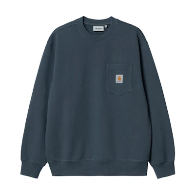 Carhartt WIP FW23 TOUR Crewneck Sweatshirt Men’s Solid Color Logo Patch Mineral I030903-0R-XX