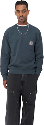 Carhartt WIP FW23 TOUR 男士纯色Logo贴标圆领卫衣 矿物色 I030903-0R-XX Shop Carhartt WIP FW23 TOUR 男士纯色Logo贴标圆领卫衣 矿物色 I030903-0R-XX