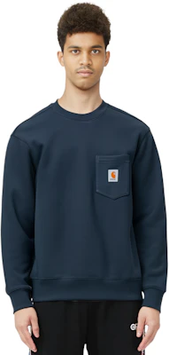 Carhartt WIP FW23 TOUR 男士纯色Logo贴标圆领卫衣 矿物色 I030903-0R-XX 2
