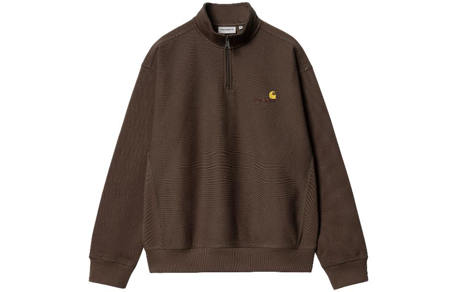 Carhartt WIP FW23 TOUR Half-Zip Logo Embroidered Loose Sweatshirt Brown () I027014-BV-XX