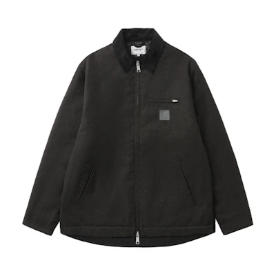 Carhartt WIP FW24 Black Zip-Up Collar Long-Sleeve Jacket with Logo. CHXJKI033853N
