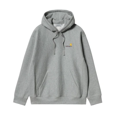 Carhartt WIP FW24 Grey Hoodie with Solid Color Logo Embroidery and Drawstring. I028279-V6-XX