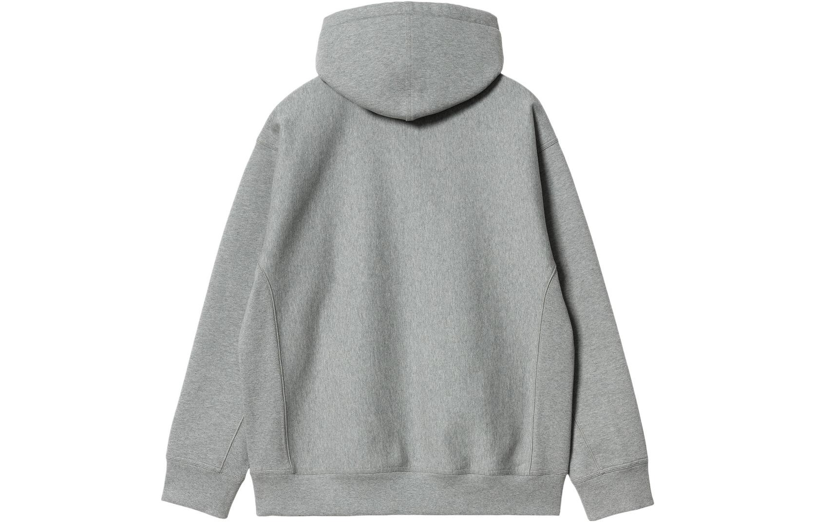 Lookbook Carhartt WIP FW24  Grey Hoodie with Solid Color Logo Embroidery and Drawstring. I028279-V6-XX