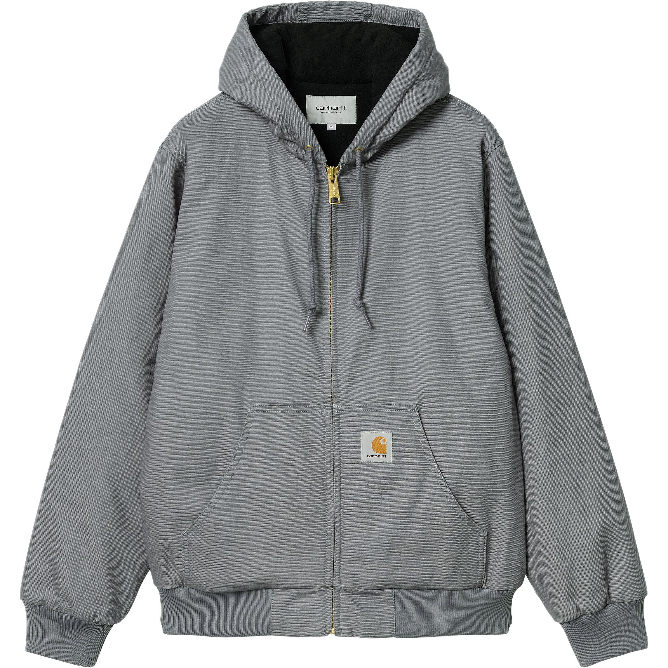 Carhartt WIP FW24 Active Hoodie Jacket Unisex Gray - Long Sleeve with Square Label. I023083-191-01