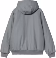Lookbook Carhartt WIP FW24 經典灰色中性長袖連帽外套-方形標籤設計。 I023083-191-01