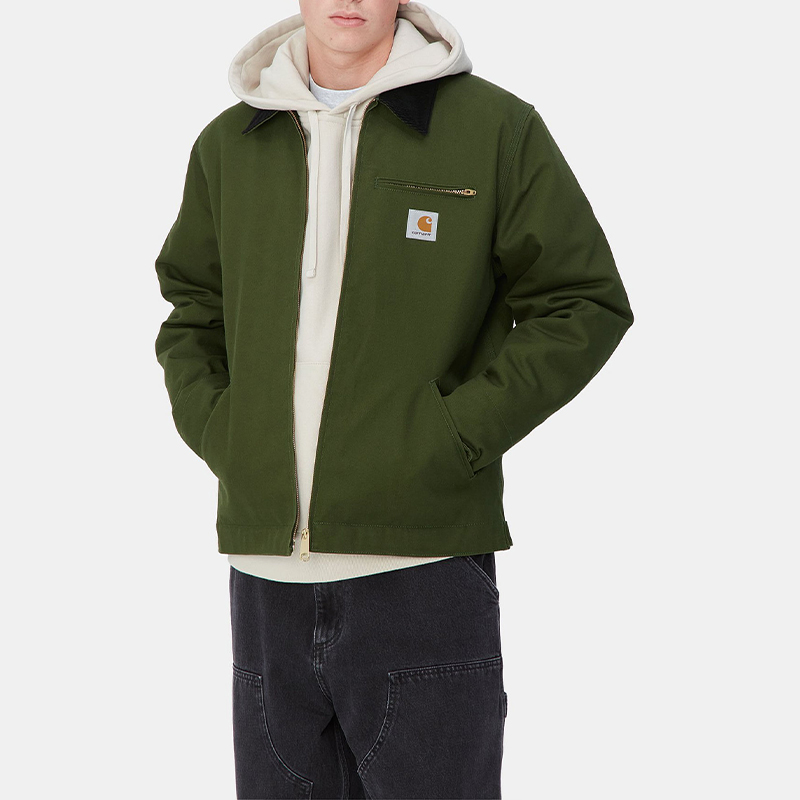 Details for Carhartt WIP FW24 Detroit Jaket Hijau Unisex Lengan Panjang Hoodie Logo Patch. I015264-2EO-01