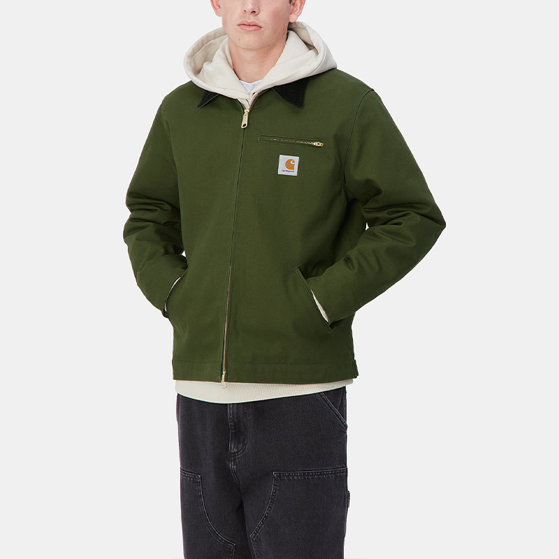 Sizing Carhartt WIP FW24 Detroit Jaket Hijau Unisex Lengan Panjang Hoodie Logo Patch. I015264-2EO-01