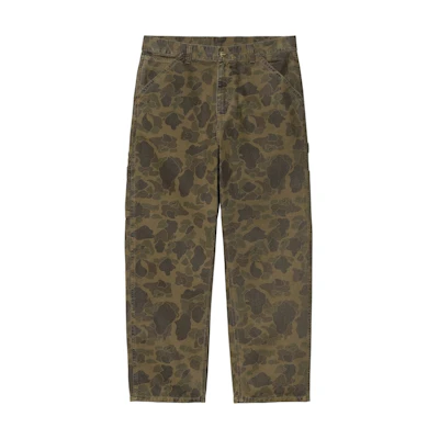 Carhartt WIP FW24 Duck Single Knee Relaxed Tapered Camo Pants Unisex Green. I033896-2MQ-GD