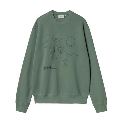 Carhartt WIP FW24 Flying Ducks Crewneck Sweatshirt Unisex Green I033938-29N-XX