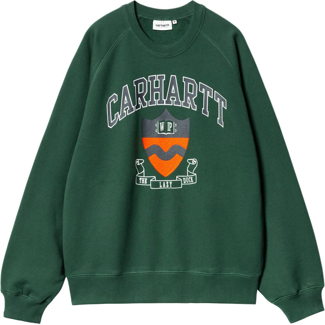 Carhartt WIP FW24 Lazy Duck Academy Logo Crewneck Sweatshirt Green Unisex I033936-29U-XX