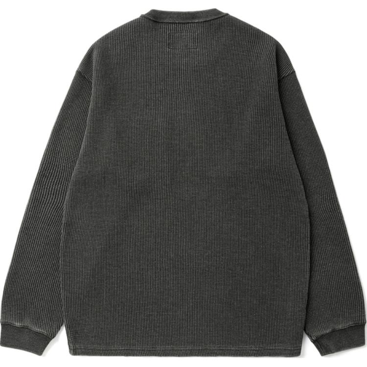 Lookbook カーハート WIP FW24 ロゴポケット ワッフル長袖Tシャツ ユニセックス チャコールグレー CHXLTA242031N