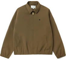 Carhartt WIP FW24 Loose Fit Zip Logo Embroidered Jacket Coffee Brown Menswear CHXJKA242007N-BWL Carhartt WIP FW24 Loose Fit Zip Logo Embroidered Jacket Coffee Brown Menswear CHXJKA242007N-BWL
