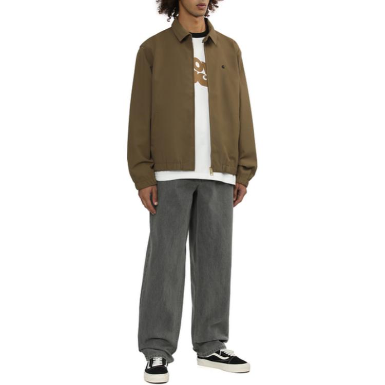 Shop Carhartt WIP Jaket Loose Fit Logo Bordir Coklat Kopi Pria FW24 CHXJKA242007N-BWL