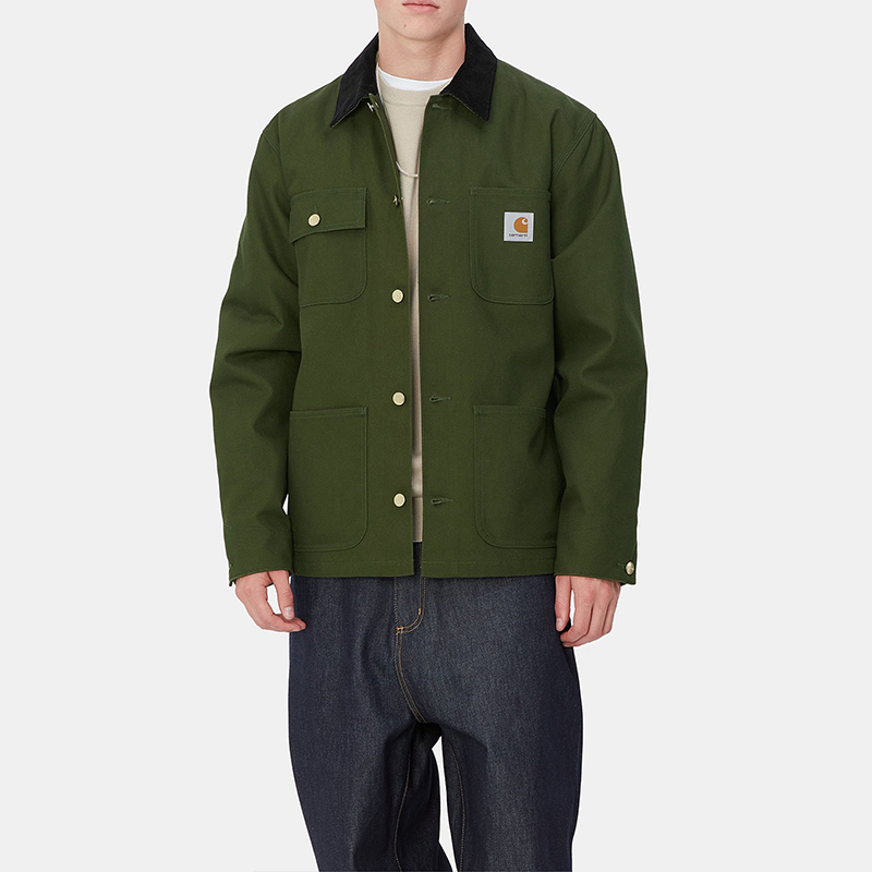 Details for 카하트 WIP FW24 미시간 코트 그린 유니섹스 싱글브레스트 자켓 I015261-2EO-01