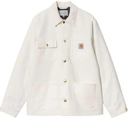 Carhartt WIP FW24 Jaket Michigan Unisex Off-White Kancing Depan. I015261-0DJ-01 Order Carhartt WIP FW24 Jaket Michigan Unisex Off-White Kancing Depan. I015261-0DJ-01