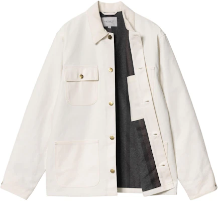 Carhartt WIP FW24 Jaket Michigan Unisex Off-White Kancing Depan. I015261-0DJ-01 Shop Carhartt WIP FW24 Jaket Michigan Unisex Off-White Kancing Depan. I015261-0DJ-01