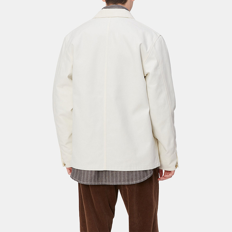 Details for Carhartt WIP FW24 Jaket Michigan Unisex Off-White Kancing Depan. I015261-0DJ-01