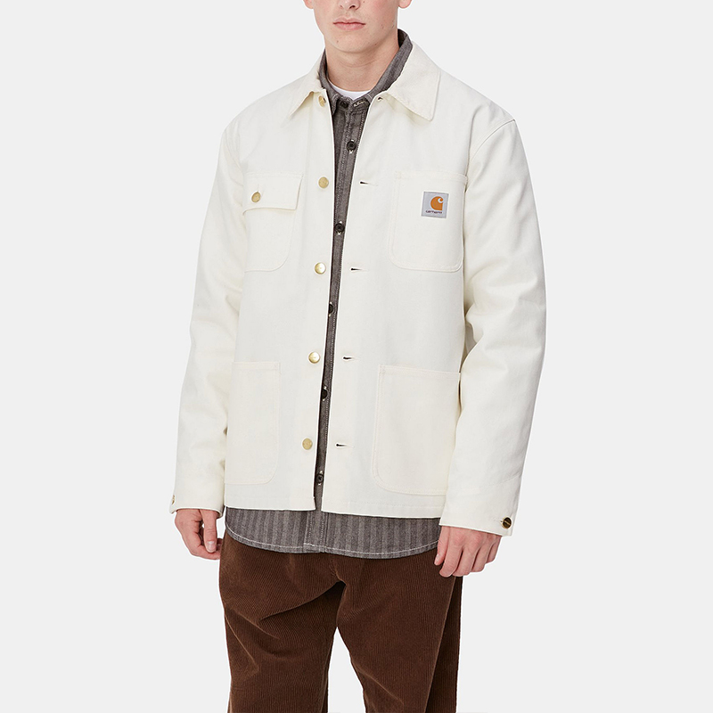 Sizing Carhartt WIP FW24 Jaket Michigan Unisex Off-White Kancing Depan. I015261-0DJ-01