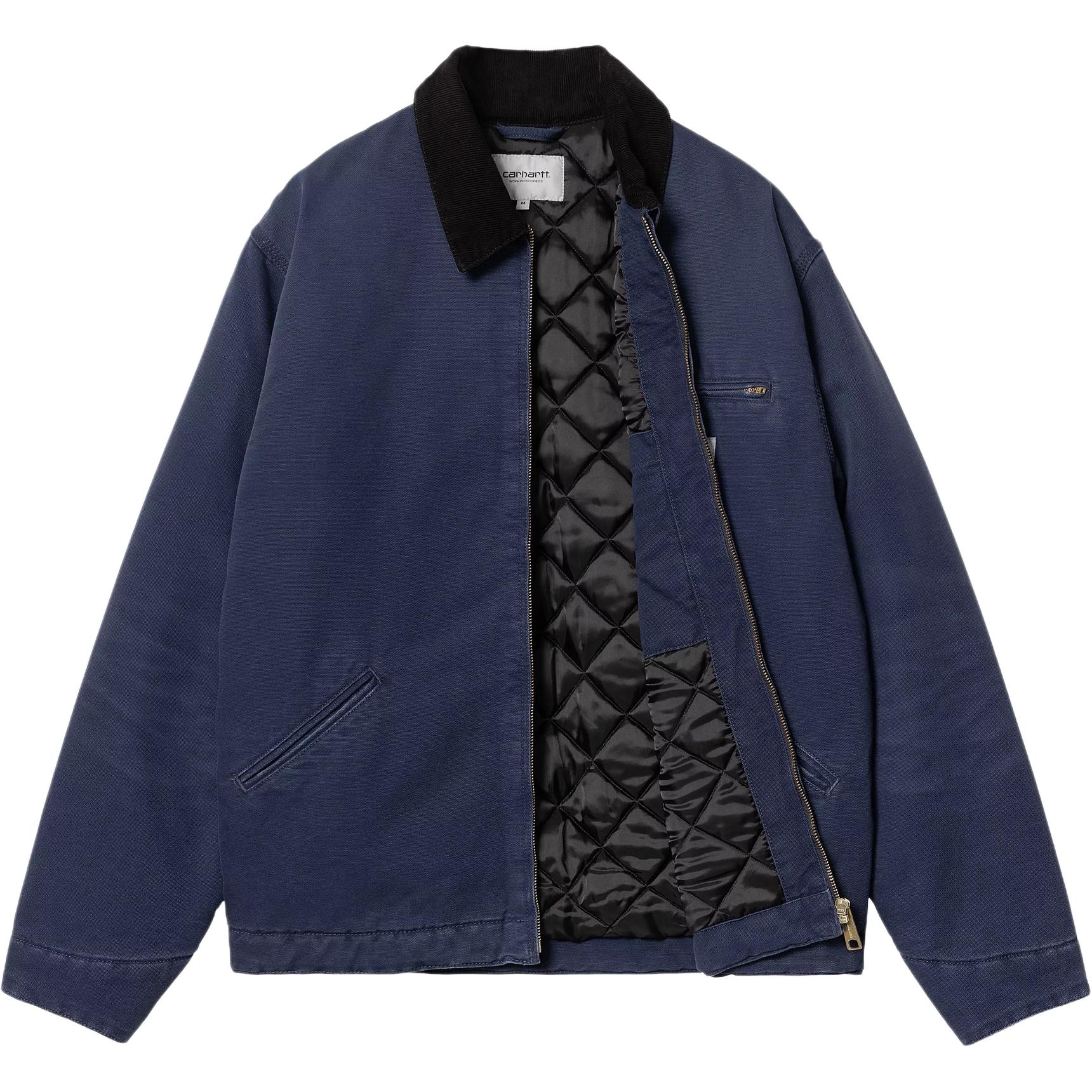 Shop Carhartt WIP FW24 OG Detroit Jaket Biru - Jaket Kasual Zip Unisex Fit Santai. I027358-2IB-3K