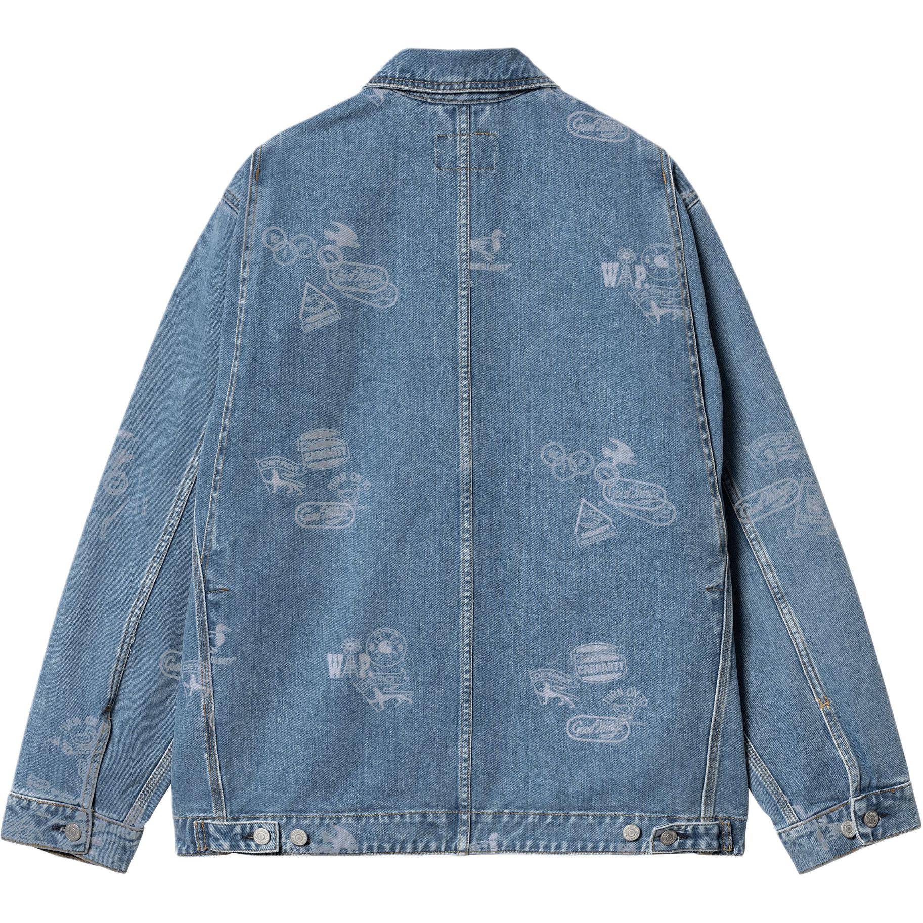 Lookbook Carhartt WIP FW24 Stamp Denim Jacket Unisex Blue with Front Pocket and Button Design I033743-2LN-35