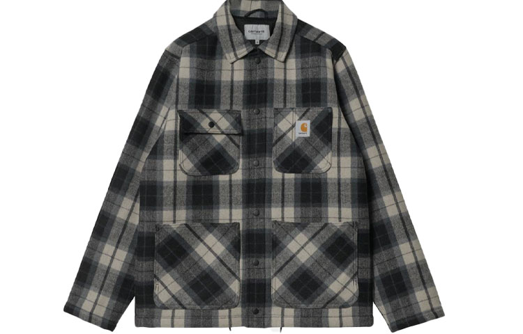 Carhartt WIP Gray Plaid Collared Long-Sleeve Jacket I029478-0GV-XX
