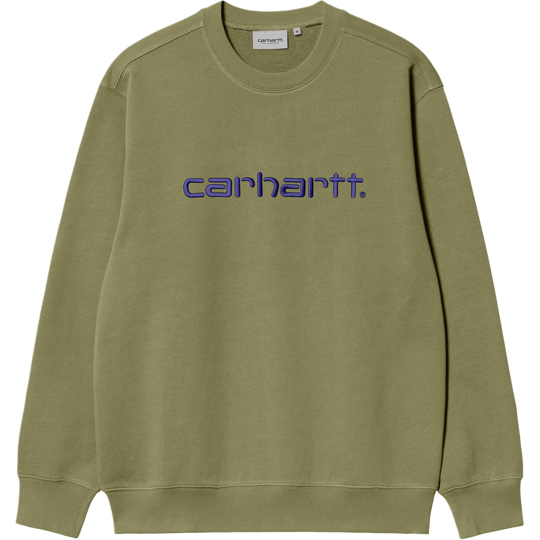 Carhartt WIP Green Logo Crewneck Sweatshirt Long Sleeve Pullover Relaxed Fit I030546-2I9-XX